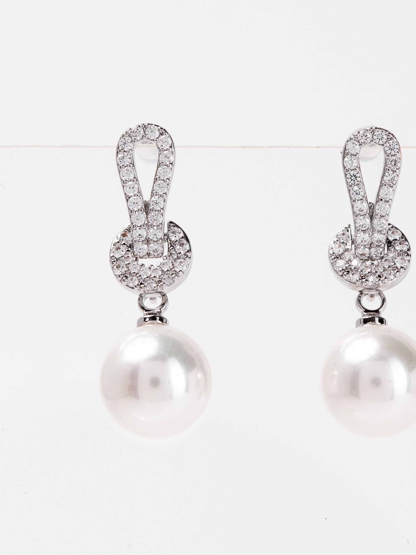 Jemma Knott White Gold plated Pearl Drop Earrings