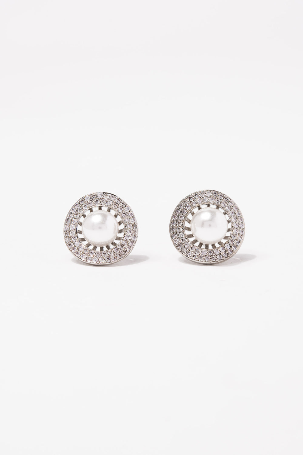 Ivy CZ with Pearl Earrings - Silver | Silver