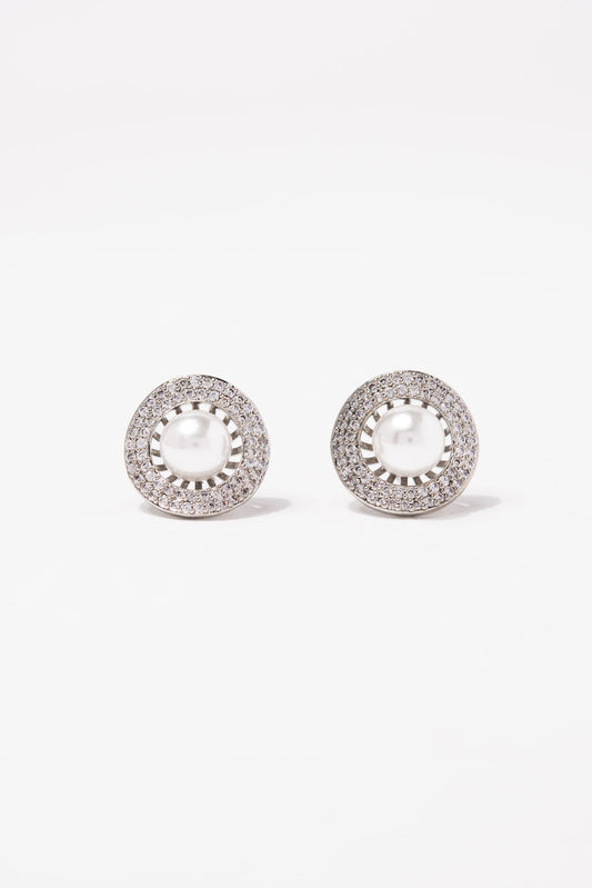 Ivy CZ with Pearl Earrings - Silver | Silver