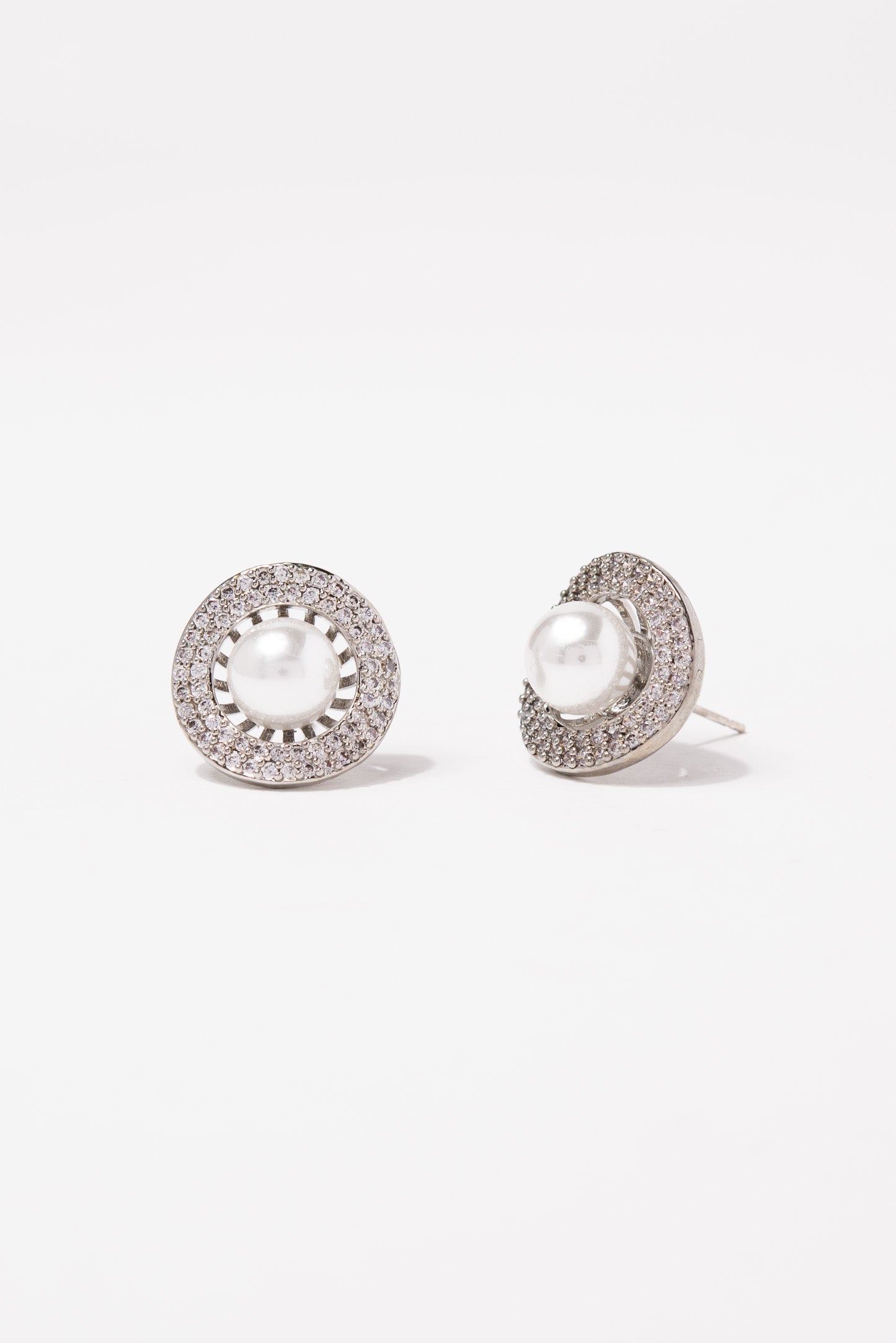 Ivy CZ with Pearl Earrings - Silver