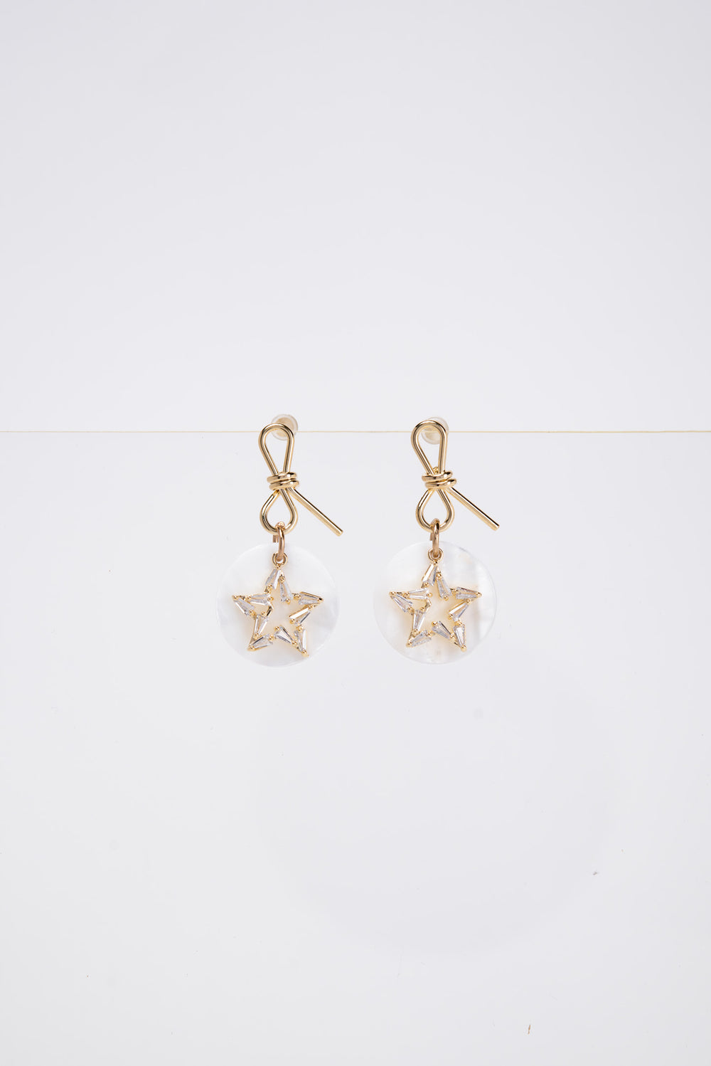 Flora CZ Dangle Star Earrings | Gold