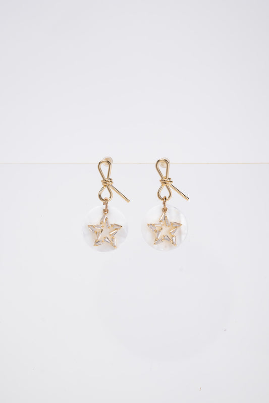 Flora CZ Dangle Star Earrings | Gold