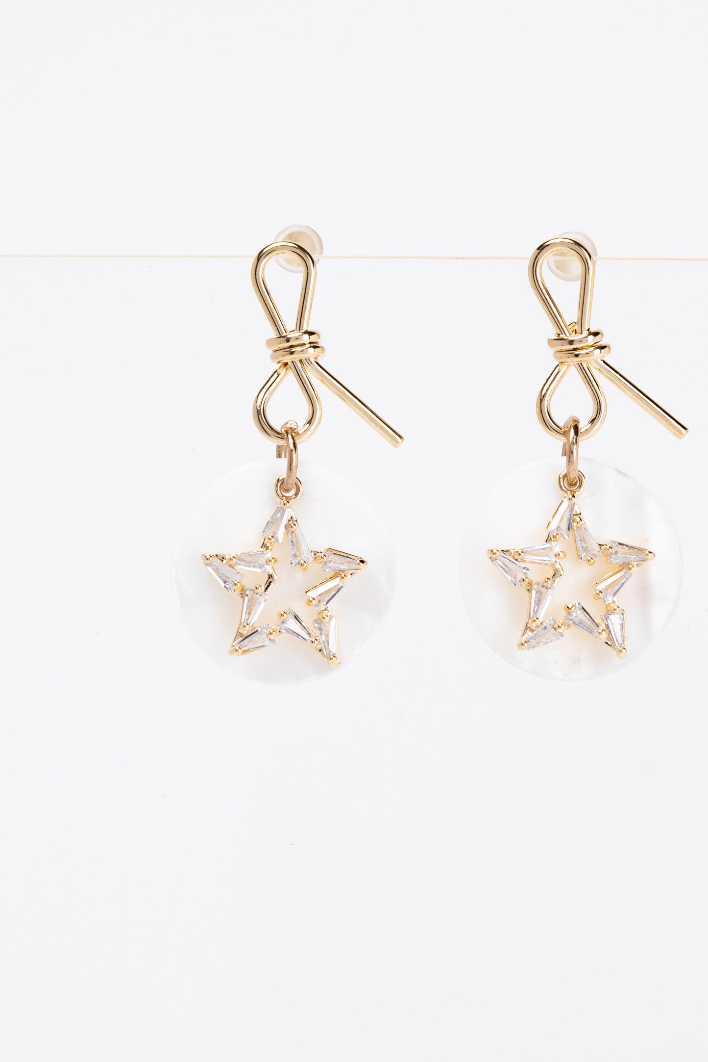 Flora CZ Dangle Star Earrings