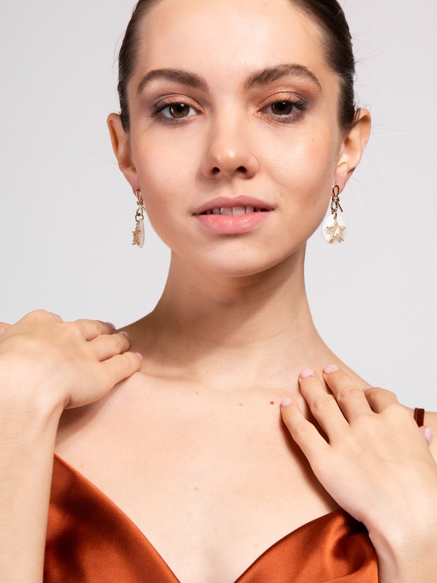Flora CZ Dangle Star Earrings