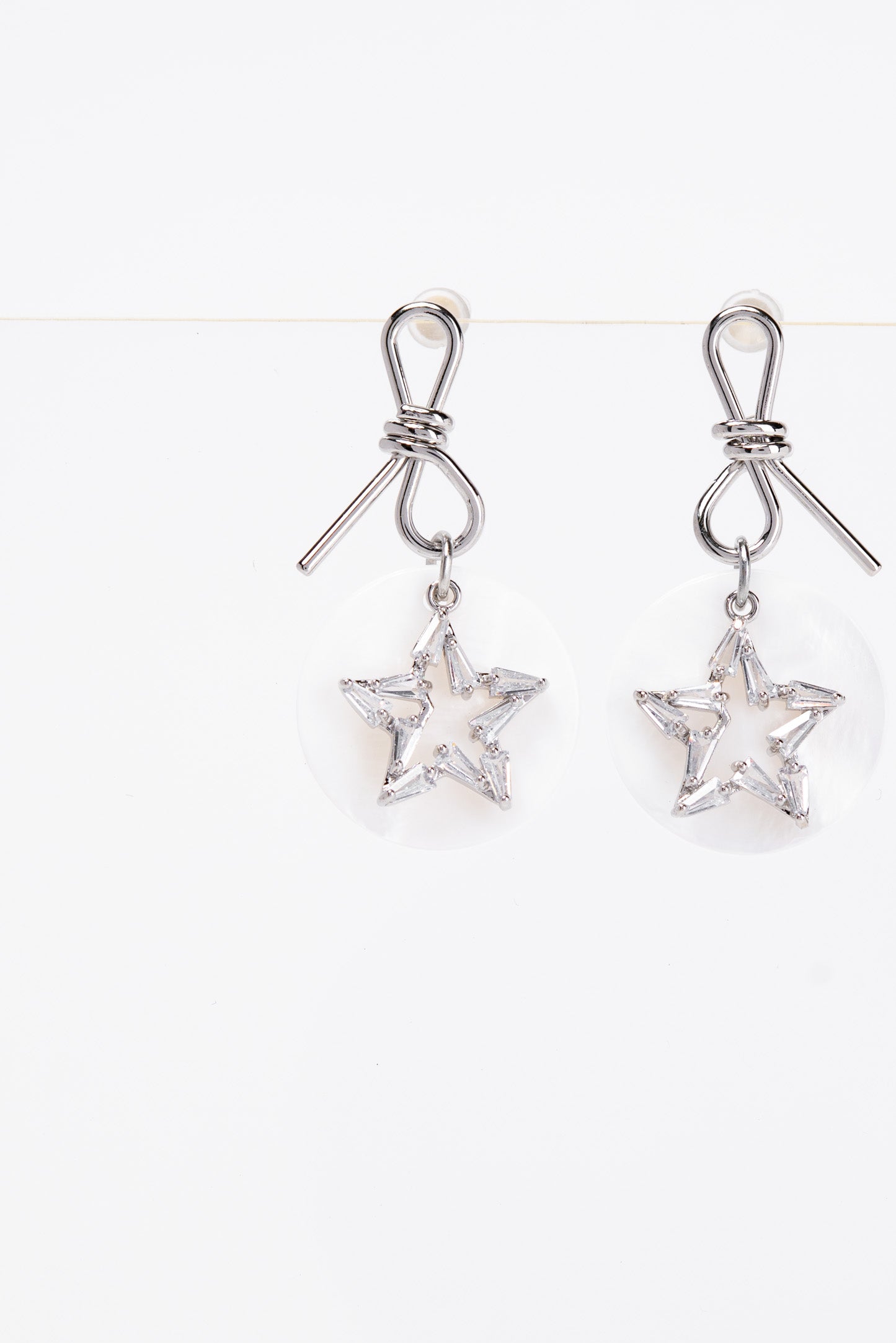 Flora CZ Dangle Star Earrings