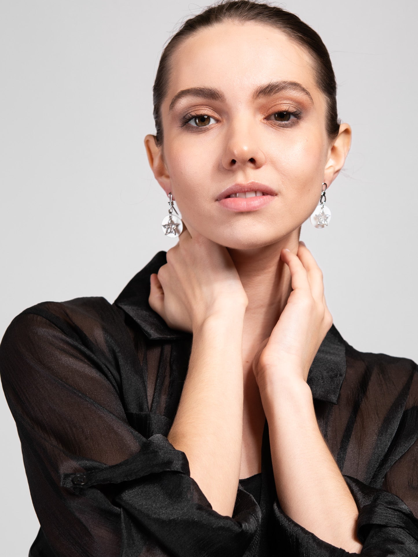 Flora CZ Dangle Star Earrings