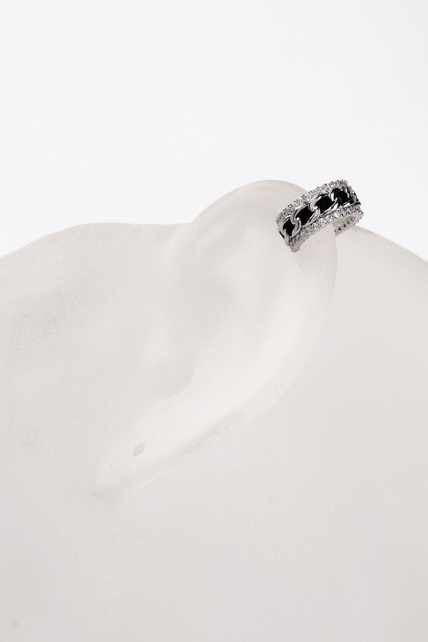 Julissa Chain Rhinestone Cuff Earrings | Silver
