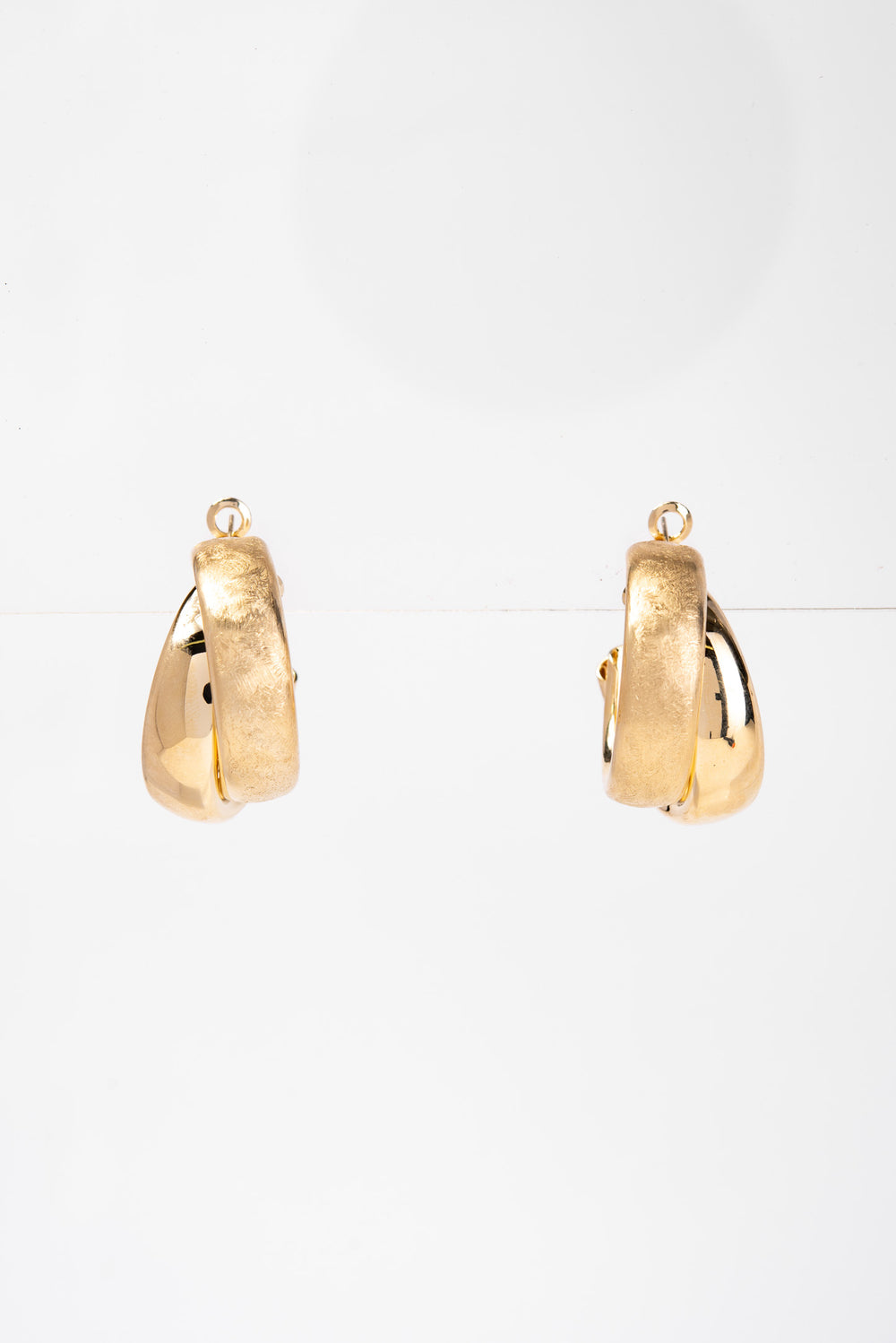 Kim Metallic Chunky Double Hoop Earrings | Gold