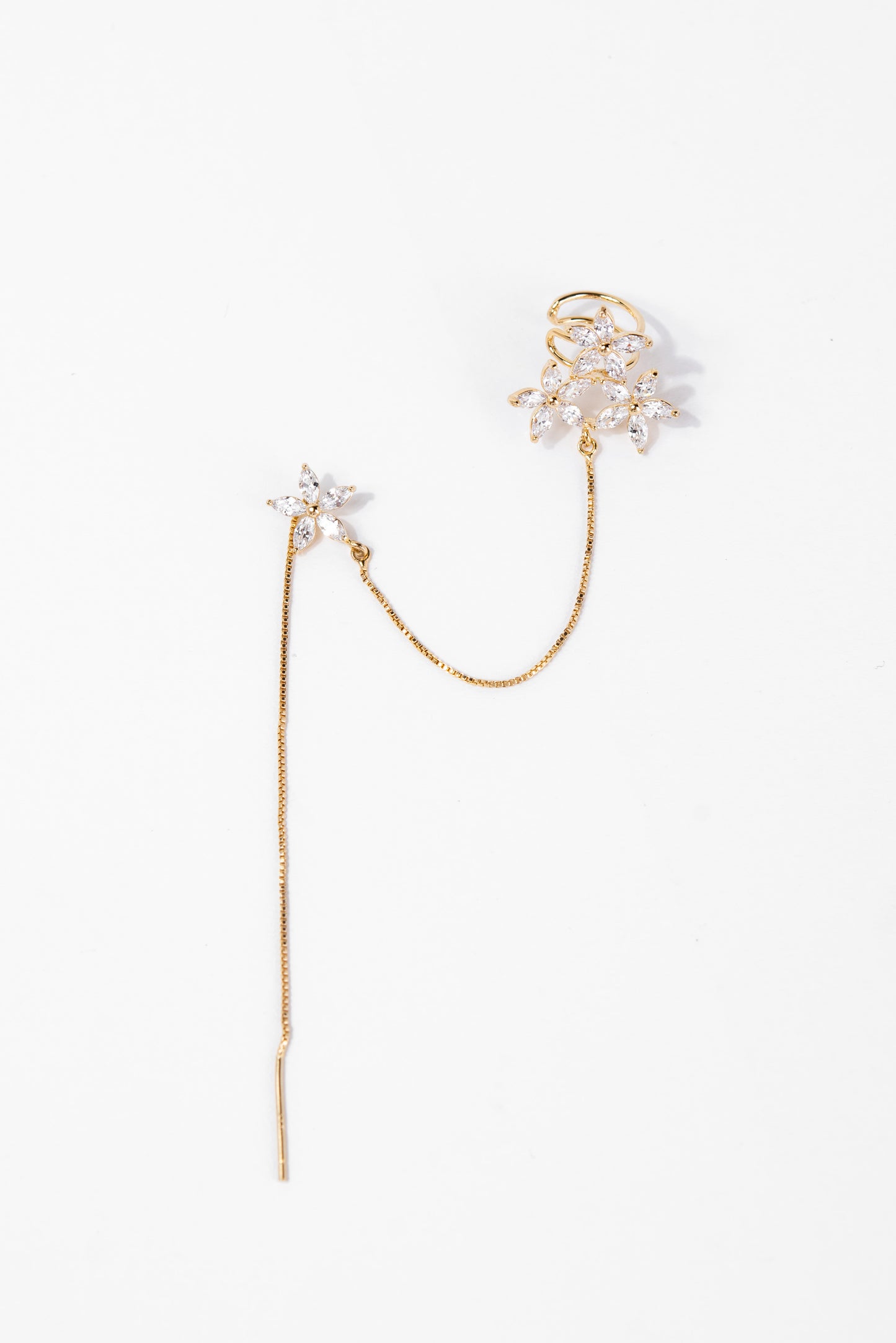 Ivana Cuff Floral Dangle CZ Earrings