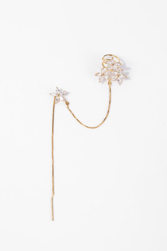 Ivana Cuff Floral Dangle CZ Earrings