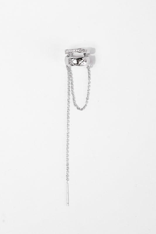 Irene Double Cuff CZ Dangle Earrings | Silver