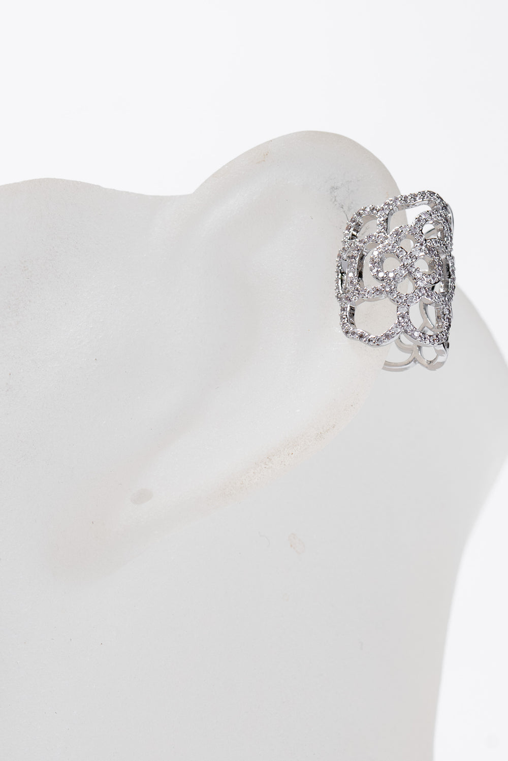 Kehlani Floral CZ Cuff Earring | Silver