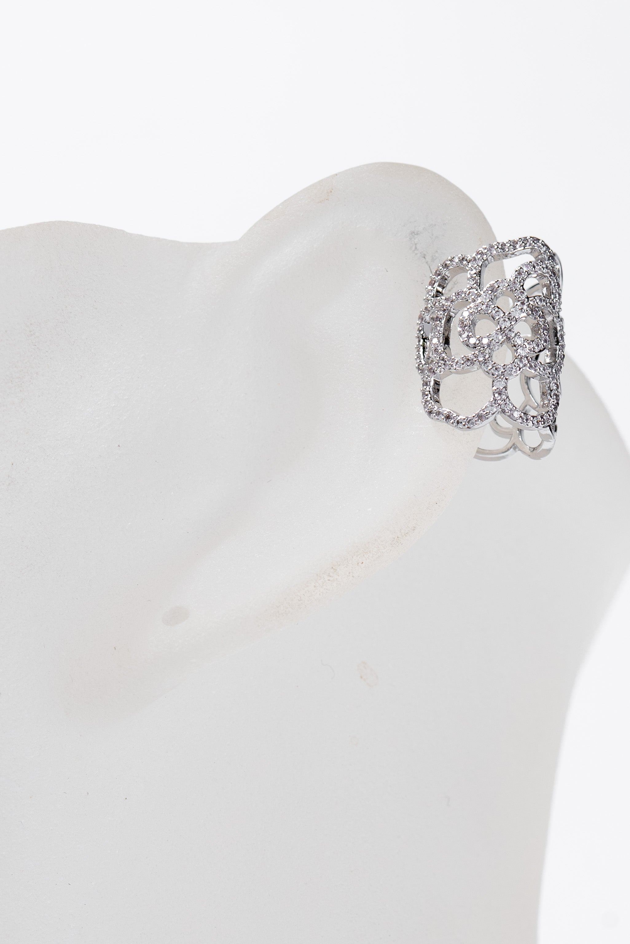 Kehlani Floral CZ Cuff Earring | Silver
