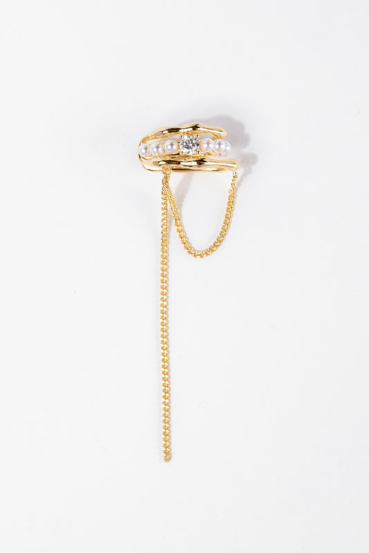 Giselle Pearl Cuff Dangle CZ Earring
