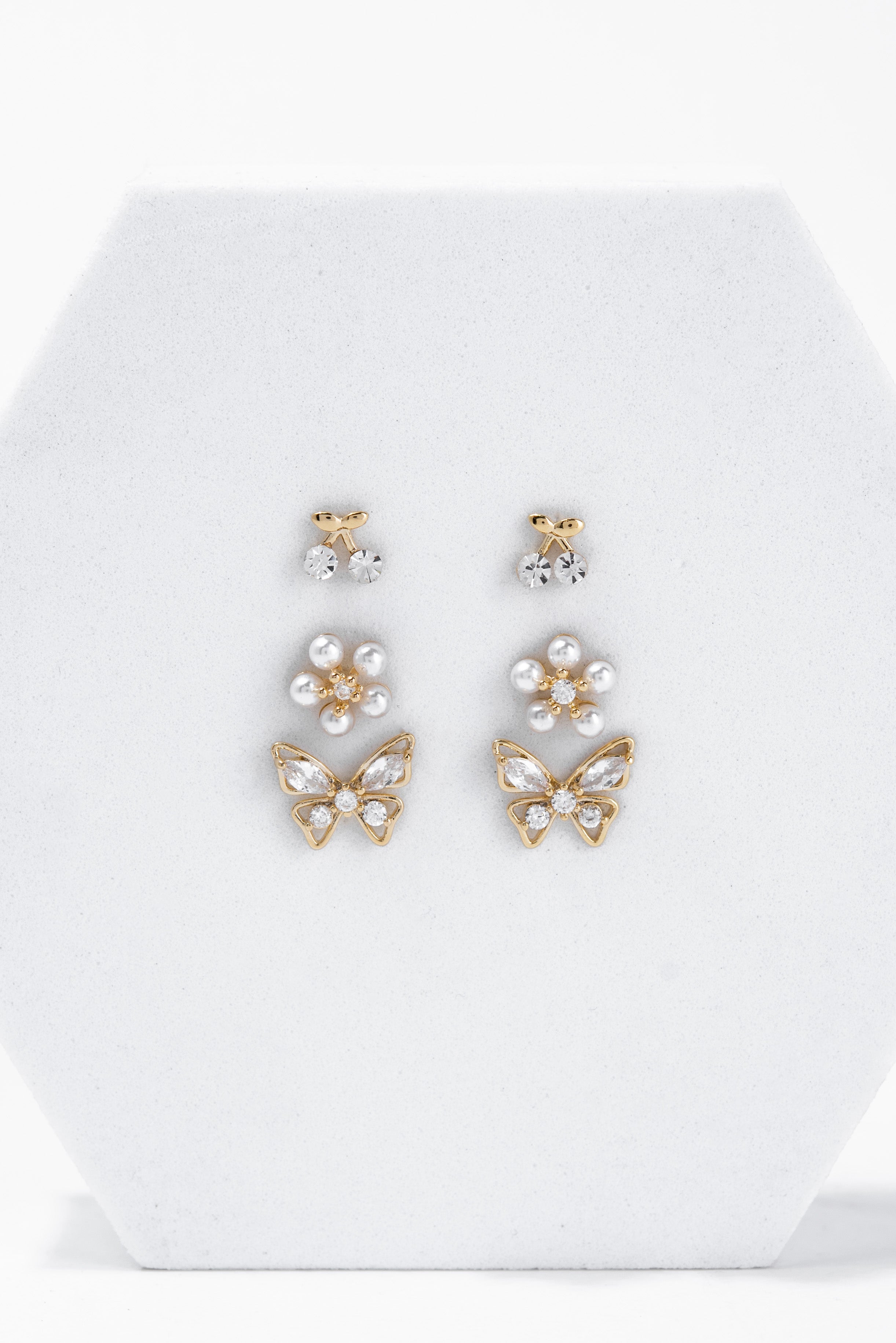 Kendall 3 Stud Earring Set | Gold