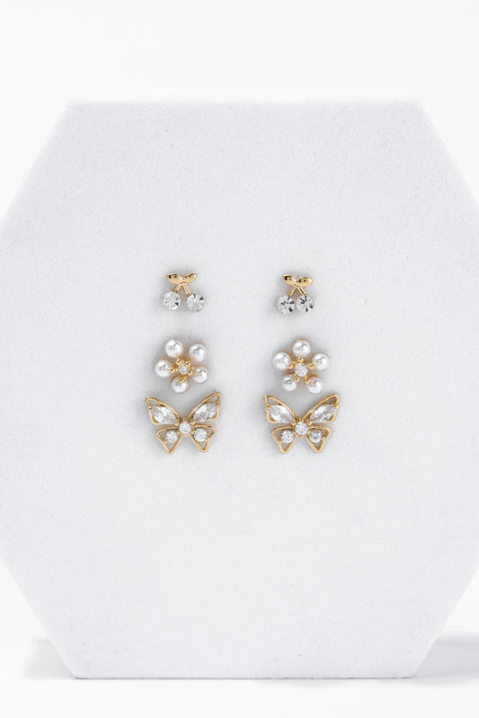 Kendall 3 Stud Earring Set | Gold