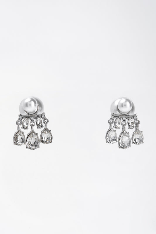 Nelly Pearl Post CZ Earrings | Silver