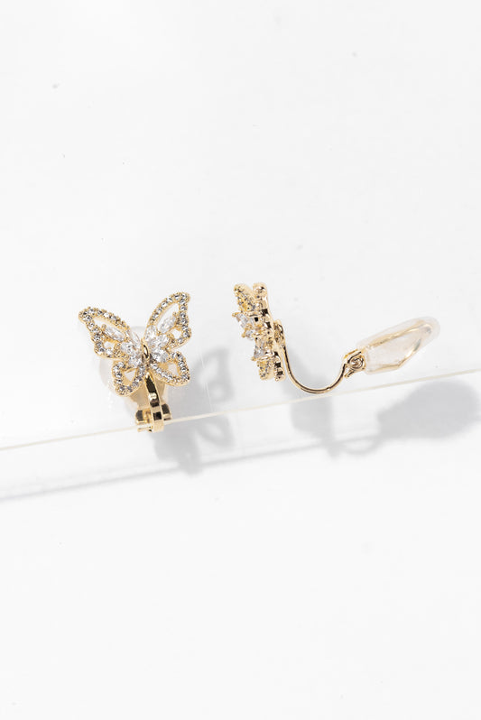 Nyla CZ Butterfly Clip-On Earrings | Gold