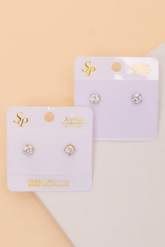 Chloe Four Prong 5mm Cubic Zirconia Stud Earrings