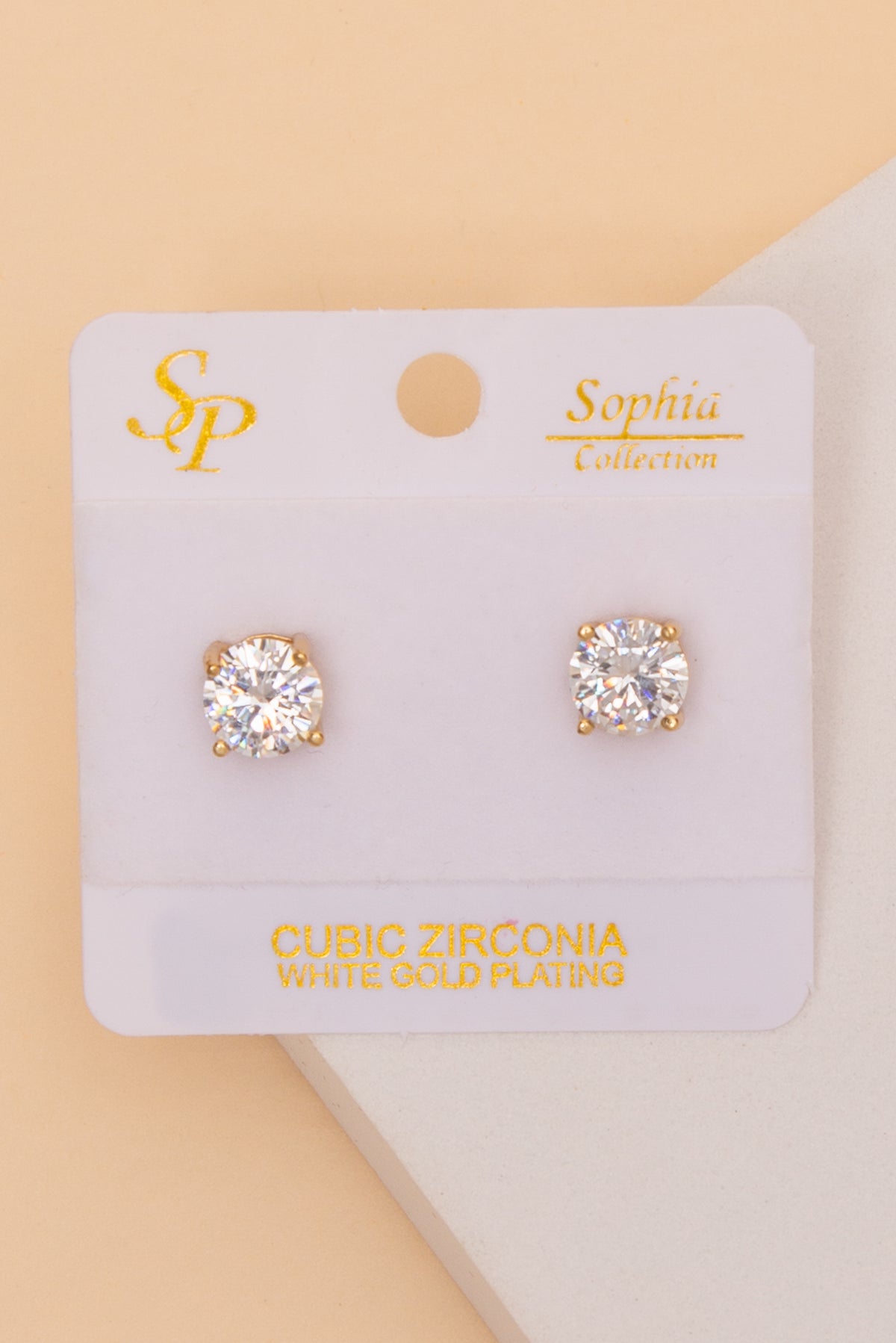 Valentina 8mm Authentic Cubic Zirconia Stud Earrings