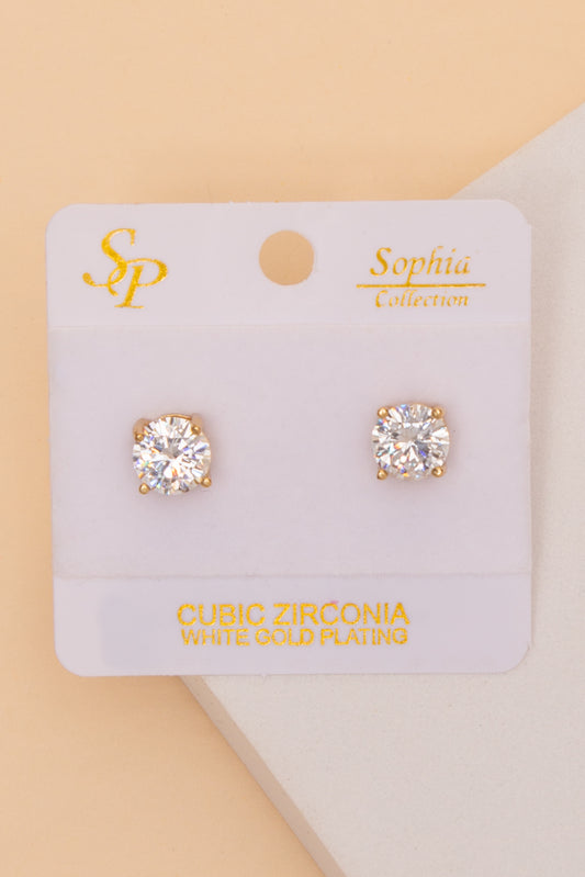 Valentina 8mm Authentic Cubic Zirconia Stud Earrings