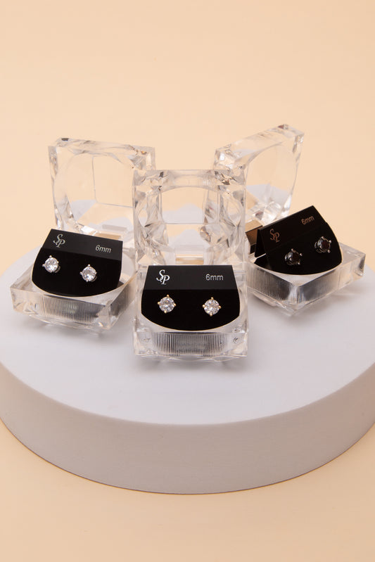 Alison 6MM Round Cubic Earrings