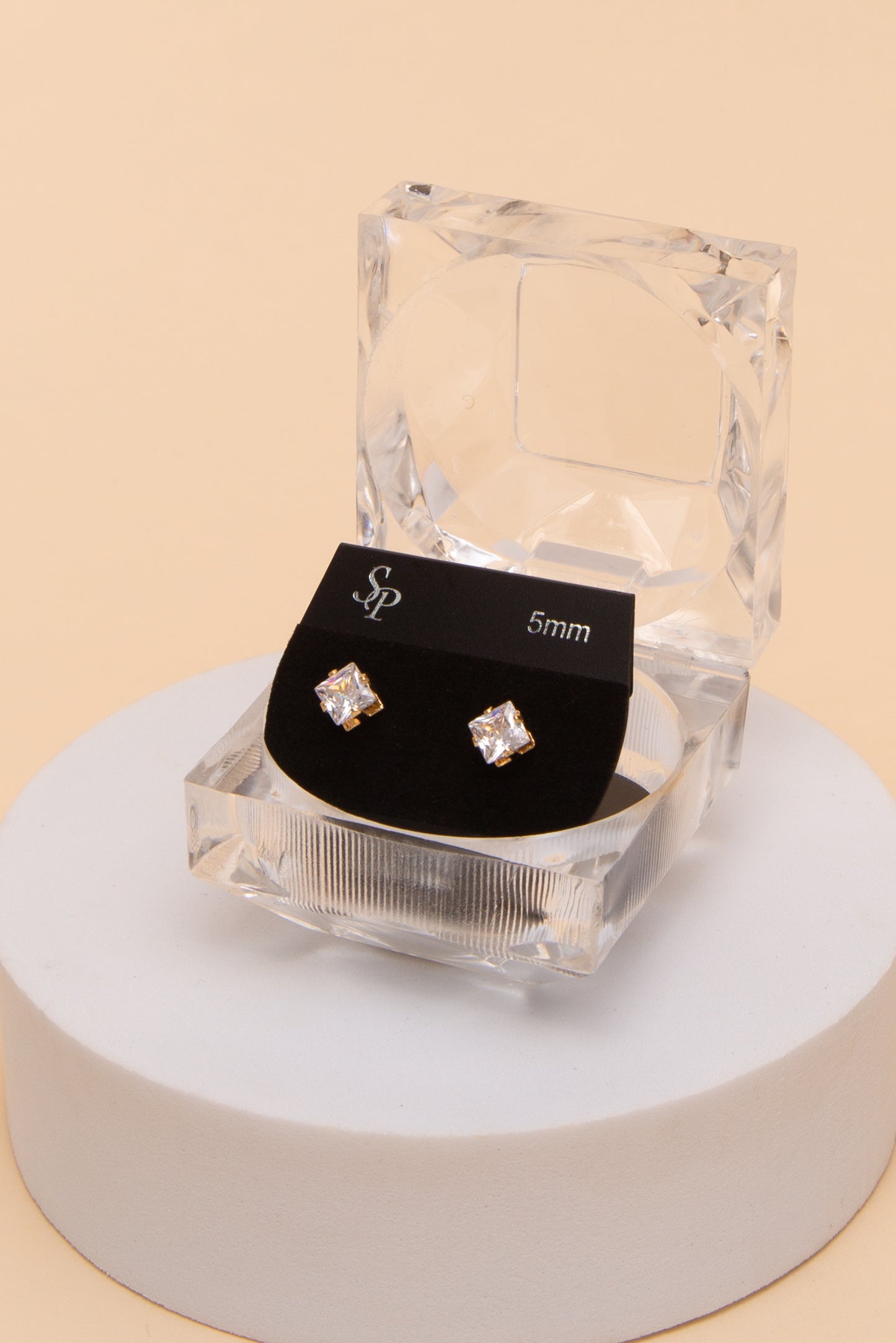Natalie 5MM Square Cubic Earrings | Gold