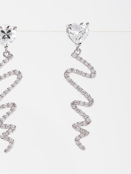 Pricilla Snake CZ Diamond Drop Earrings | Silver
