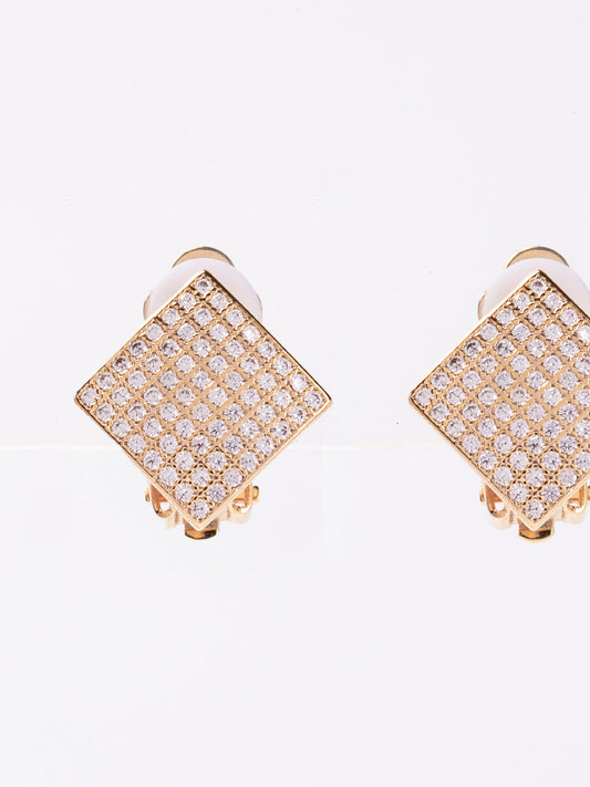Luna Clip-On CZ Diamond Stud Earrings | Gold
