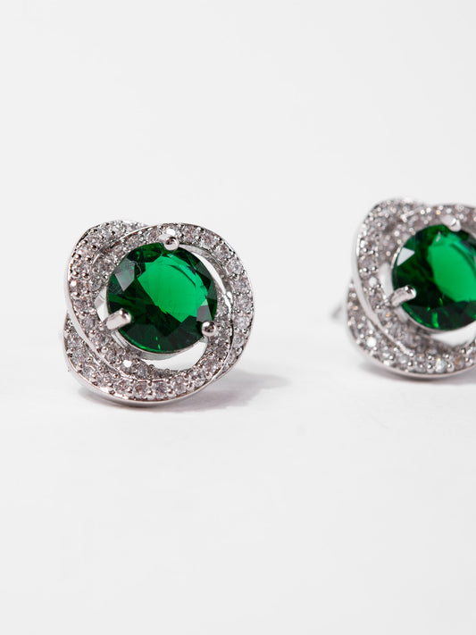 Zoe Stud CZ Rhinestone Earrings | Silver