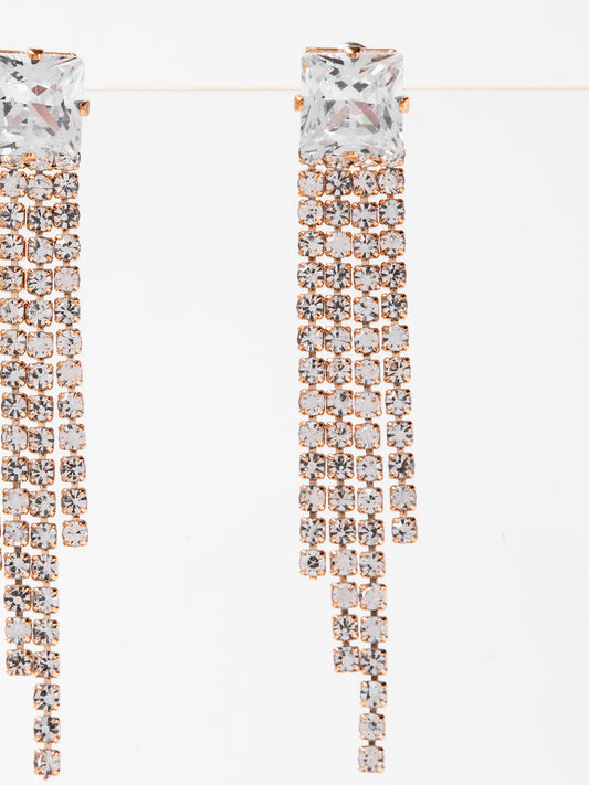Kaleen Zircon Stone Elegant Drop Earrings | Gold