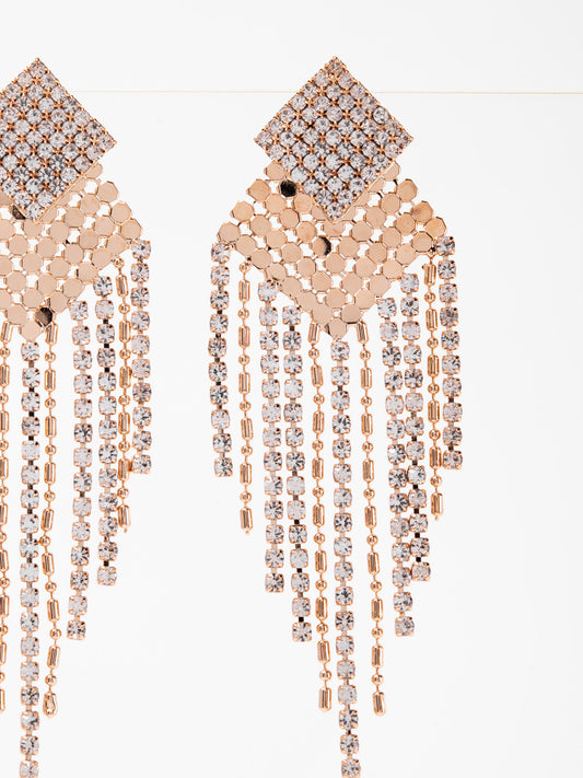 Neveah Rhinestone Statement Drop Earrings | Gold