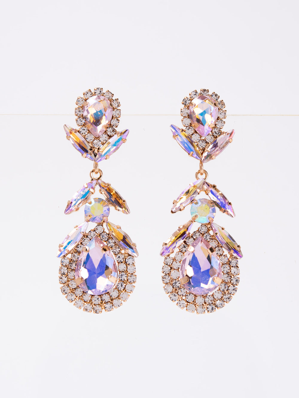 Thalia Rhinestone Stone Dangle Earrings | Pink