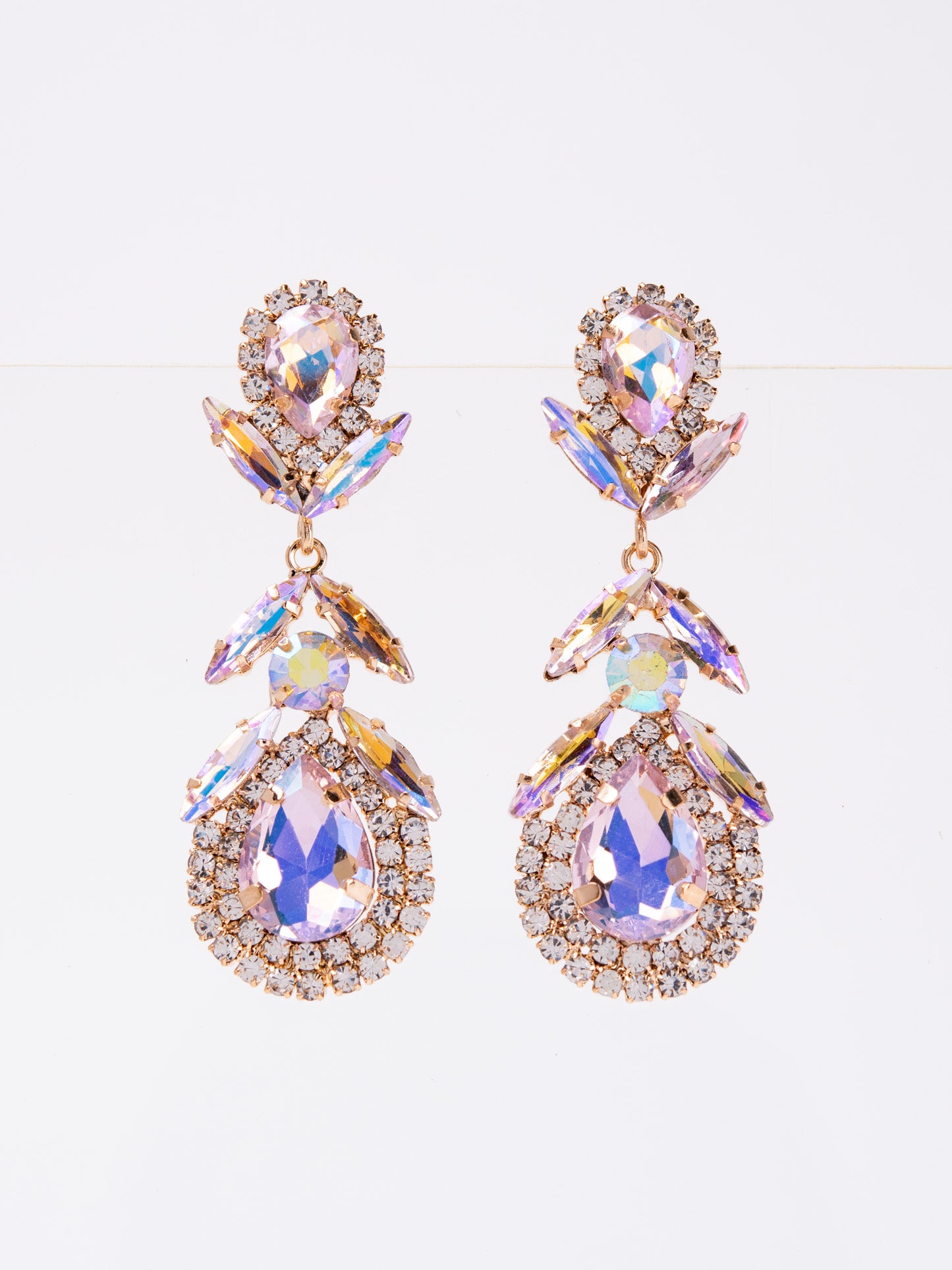 Thalia Rhinestone Stone Dangle Earrings | Pink