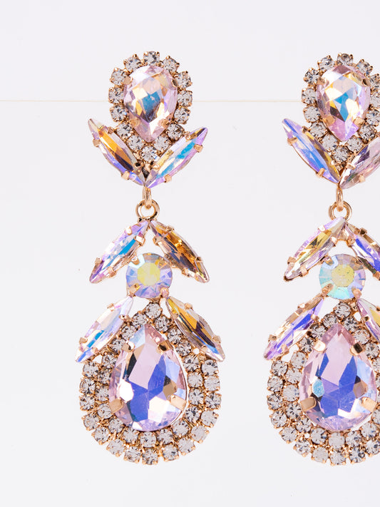 Thalia Rhinestone Stone Dangle Earrings | Pink
