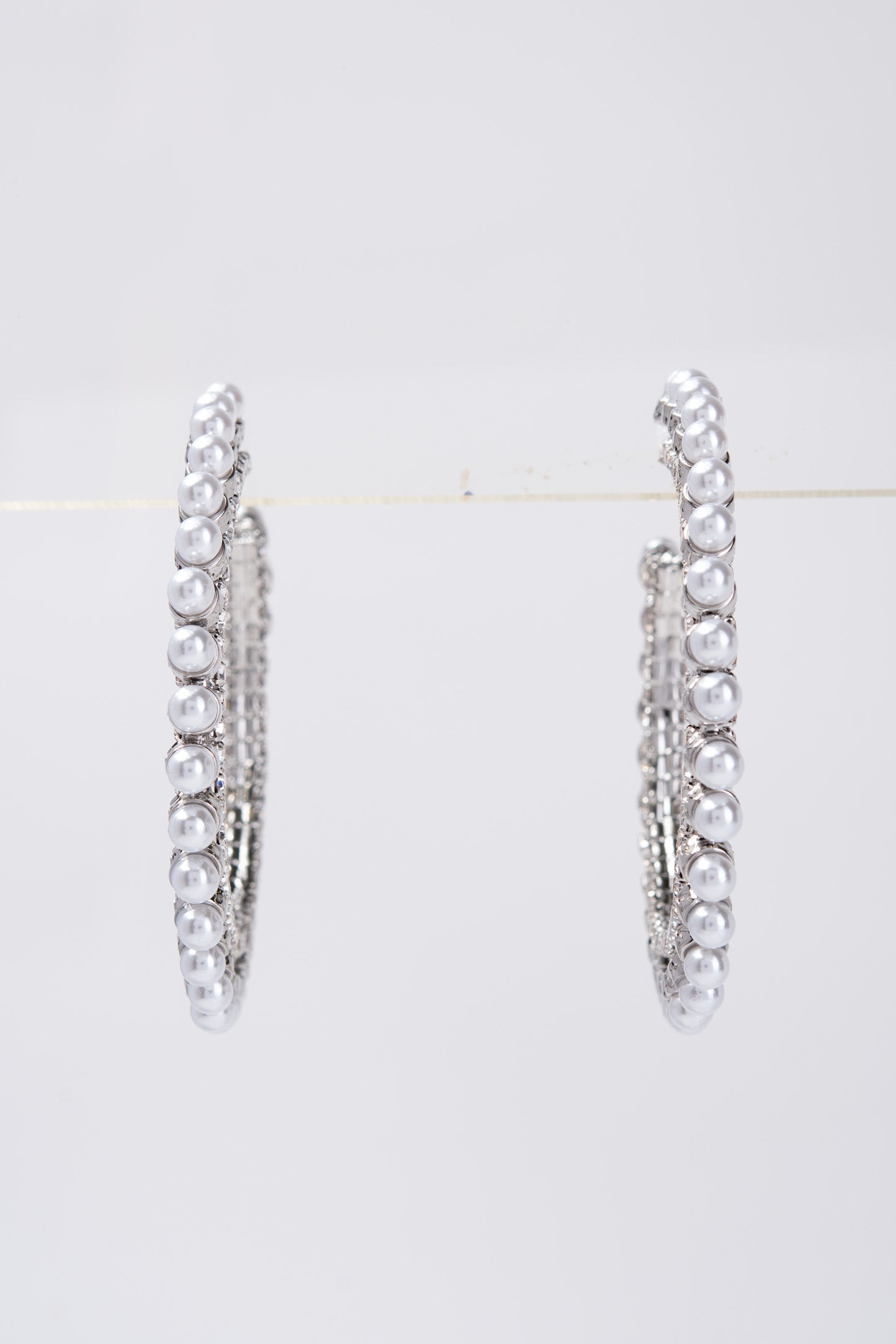 Celestine Pearl Stone Hoop Earrings