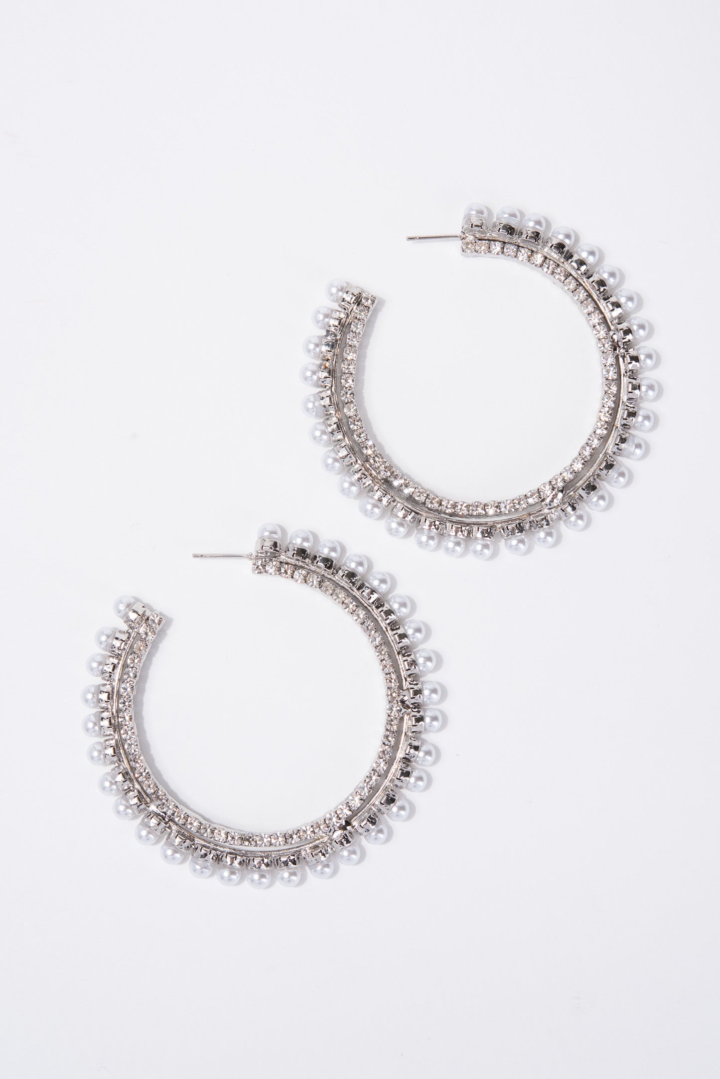 Celestine Pearl Stone Hoop Earrings