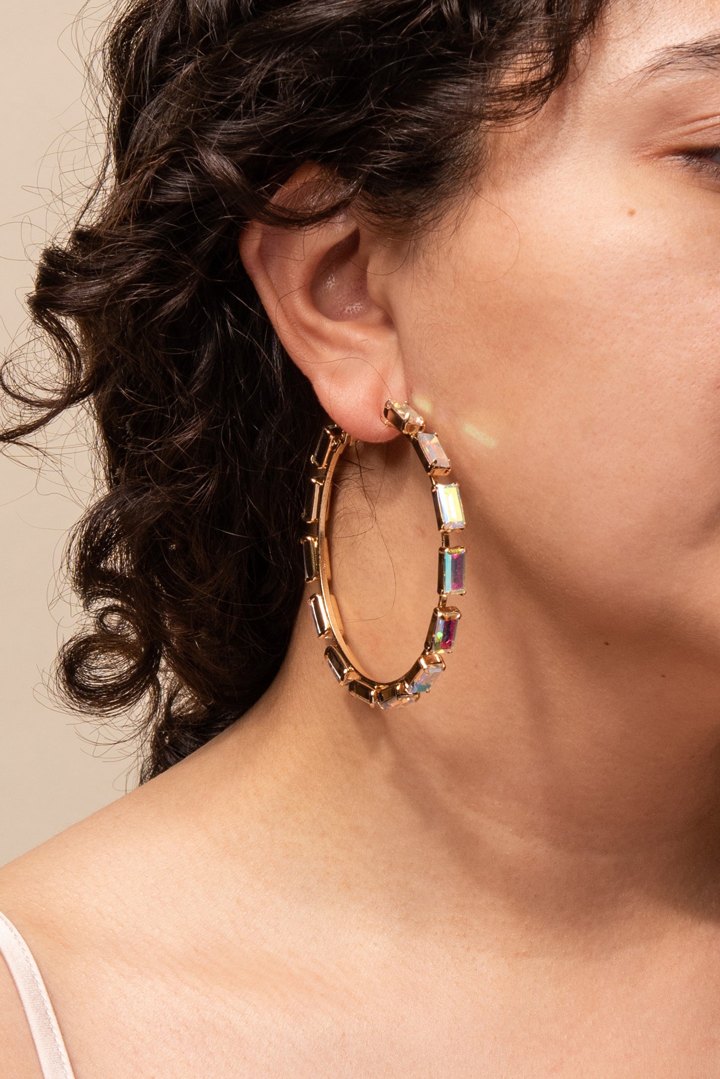 Crissy Rectangle Rhinestone Hoops