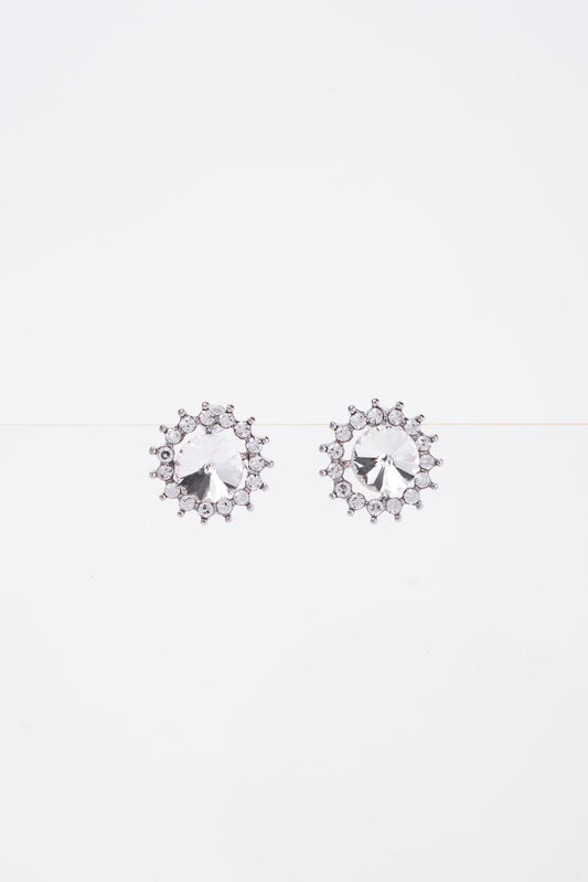 Christa Stone Flower Daisy Stud Post Earring | Silver