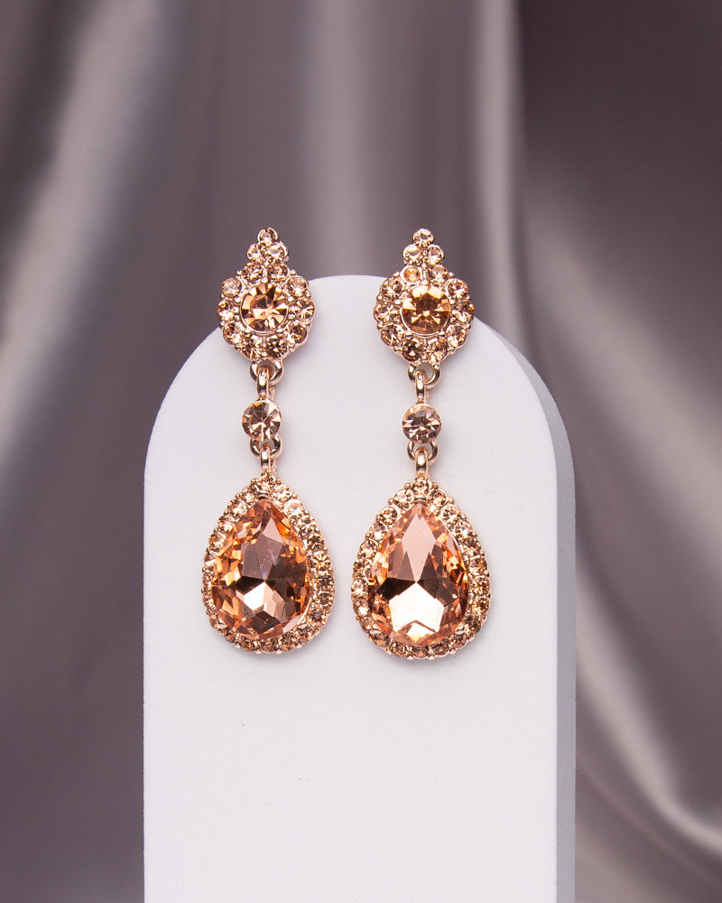 Madison Rhinestone Pave Teardrop Cut Crystal Earrings