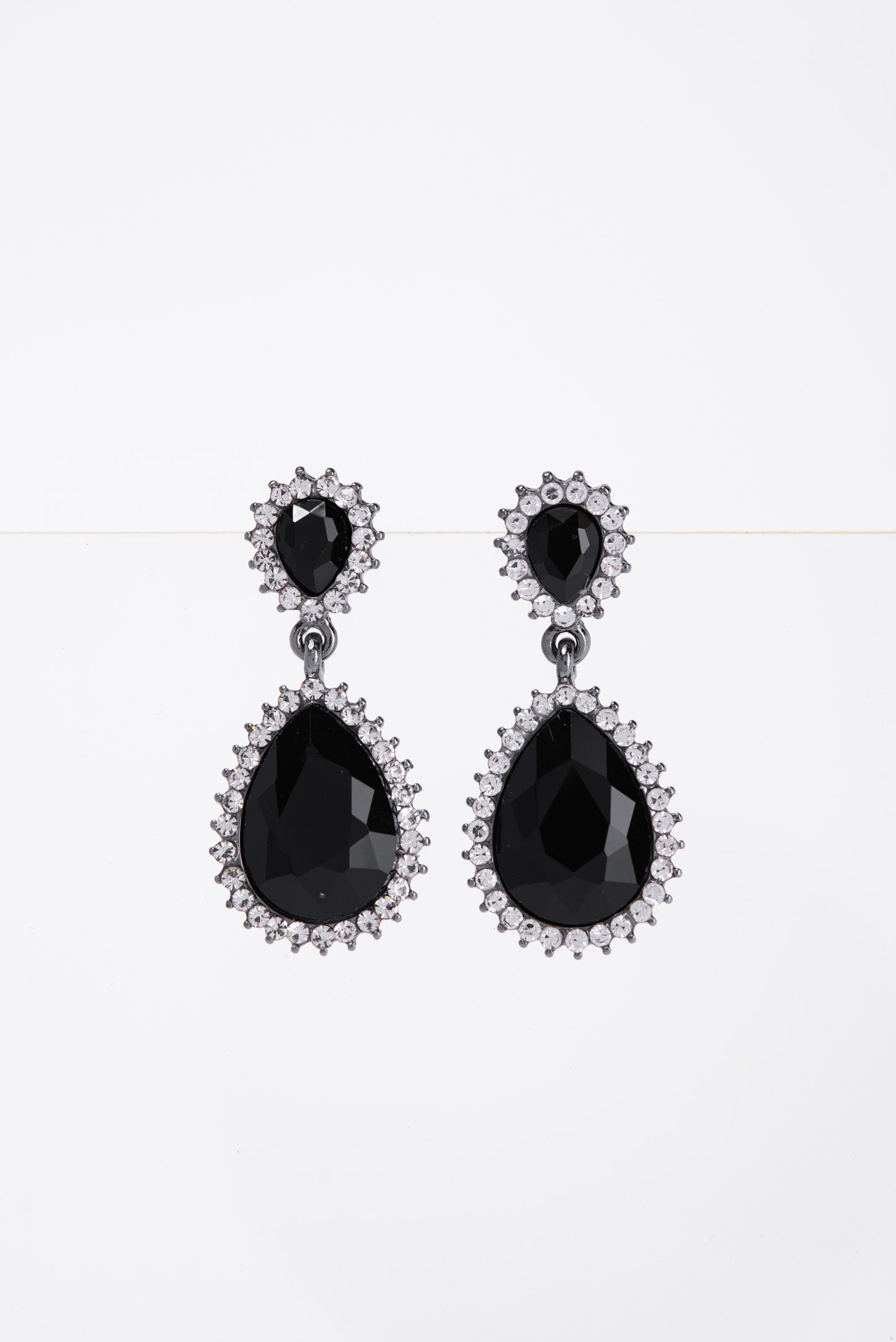 Clara Drop Pointed Rim Stone Post Earrings