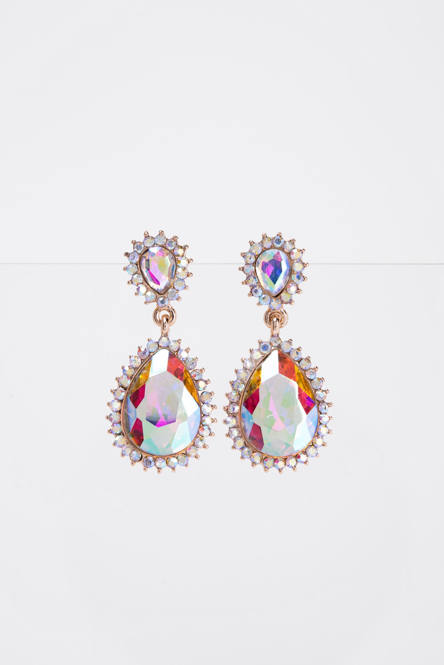 Clara Drop Pointed Rim Stone Post Earrings