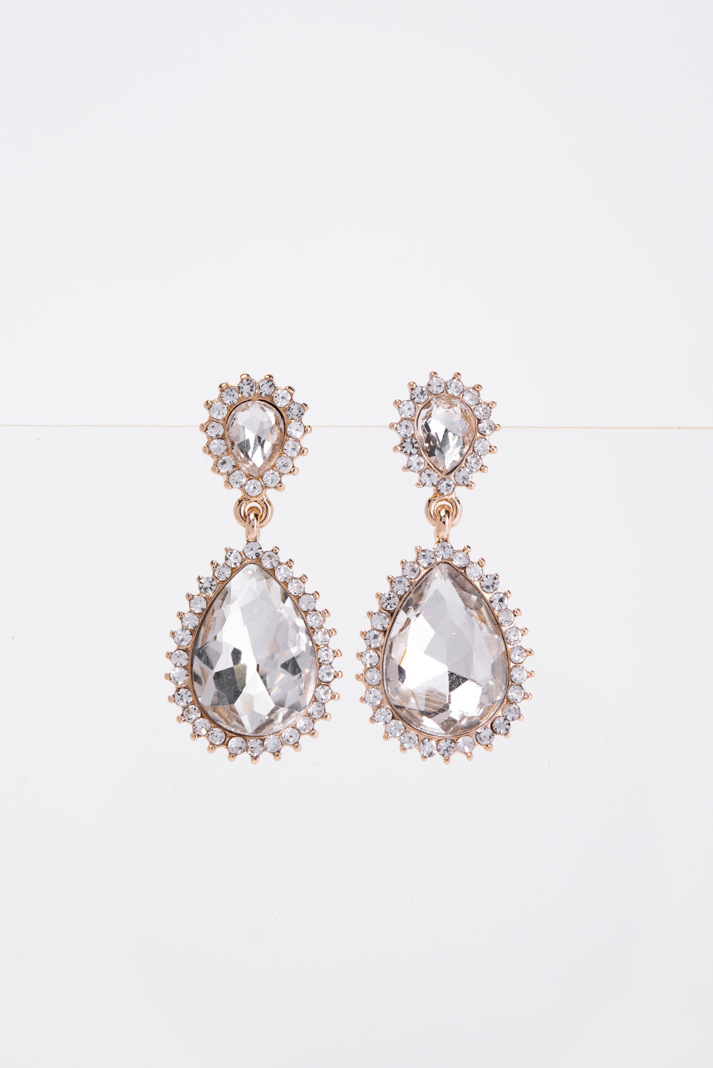 Clara Drop Pointed Rim Stone Post Earrings