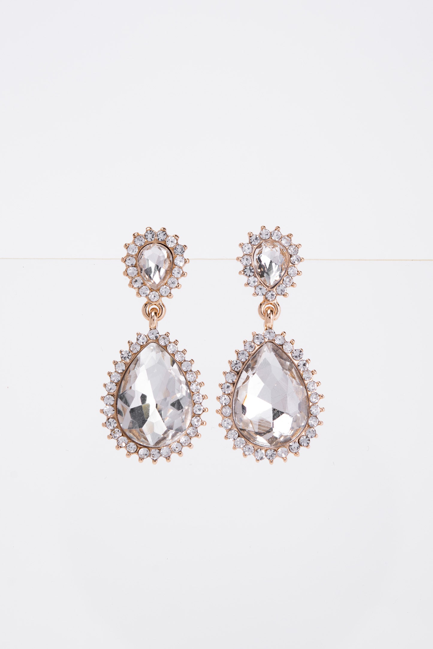 Clara Drop Pointed Rim Stone Post Earrings