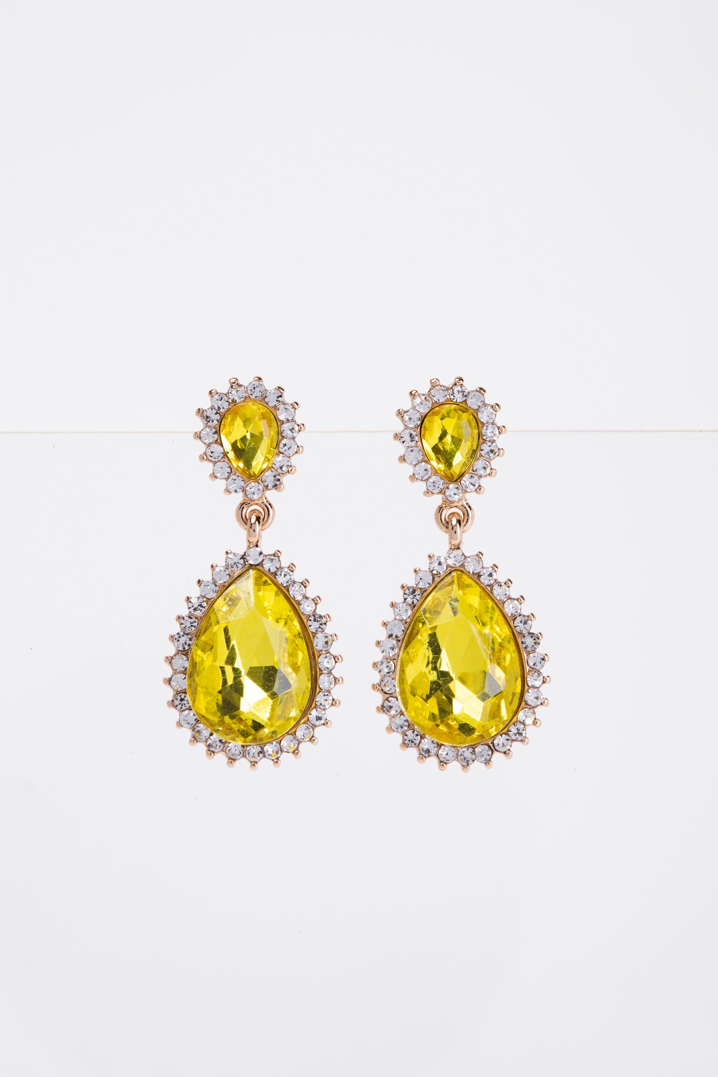 Clara Drop Pointed Rim Stone Post Earrings