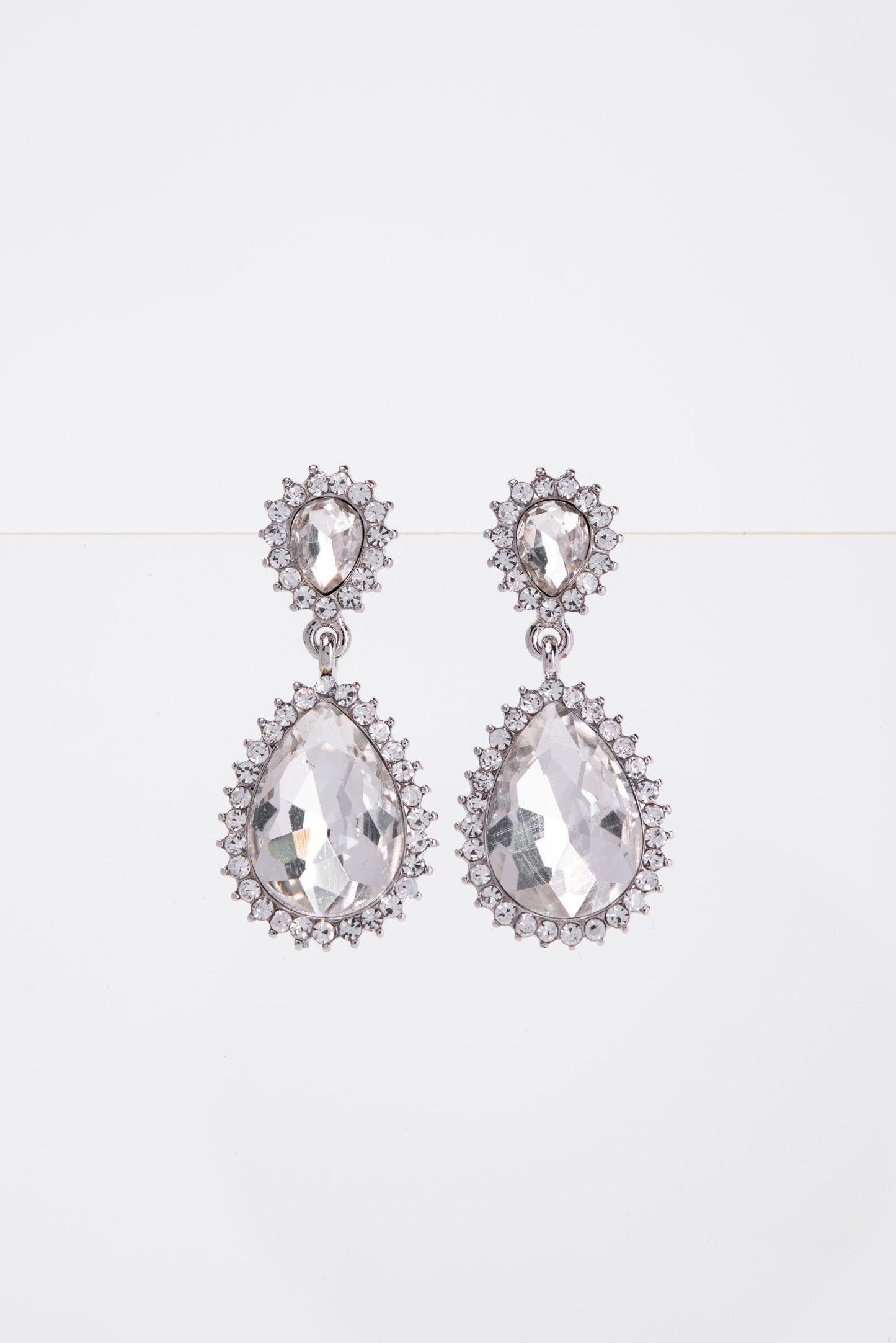 Clara Drop Pointed Rim Stone Post Earrings