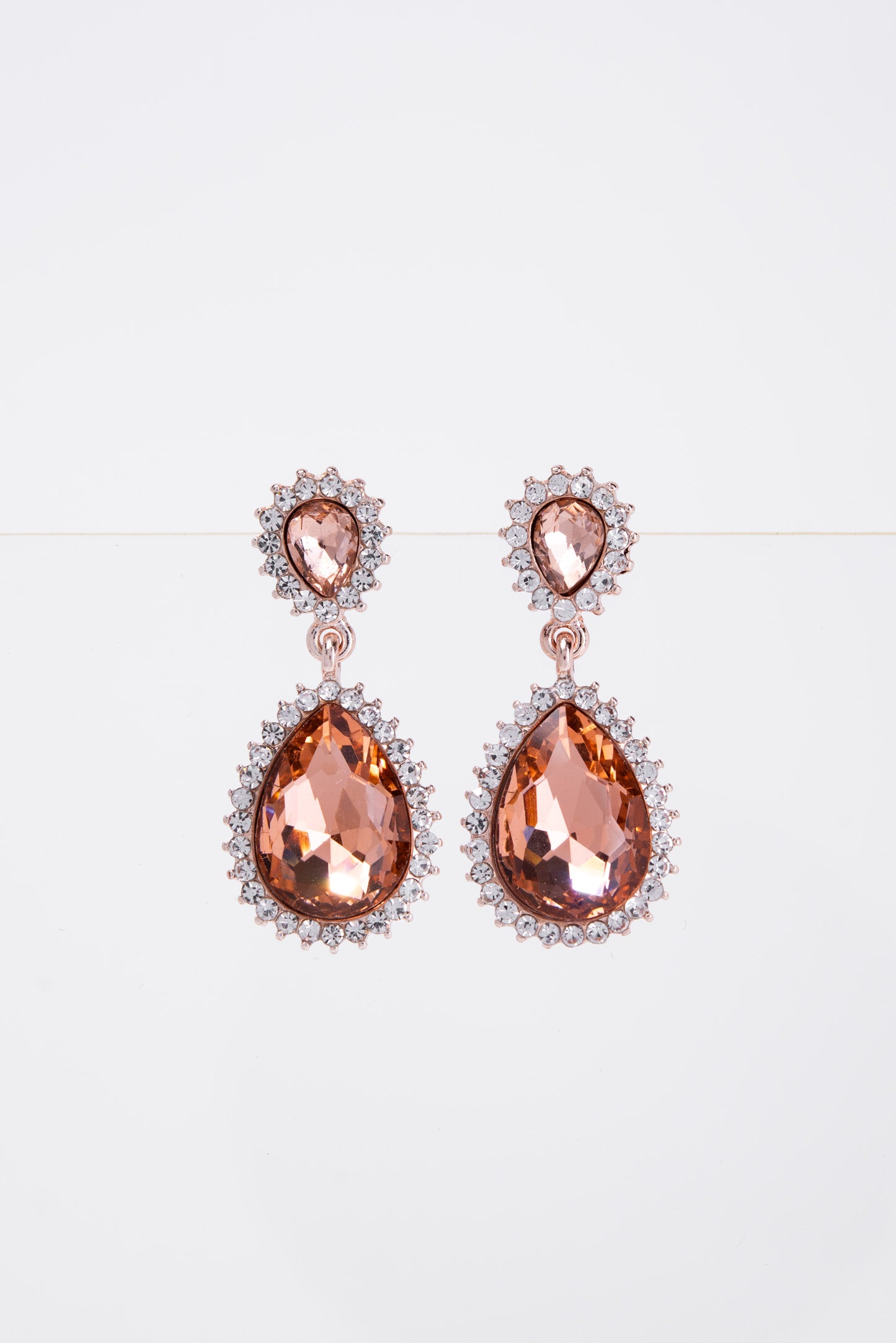 Clara Drop Pointed Rim Stone Post Earrings