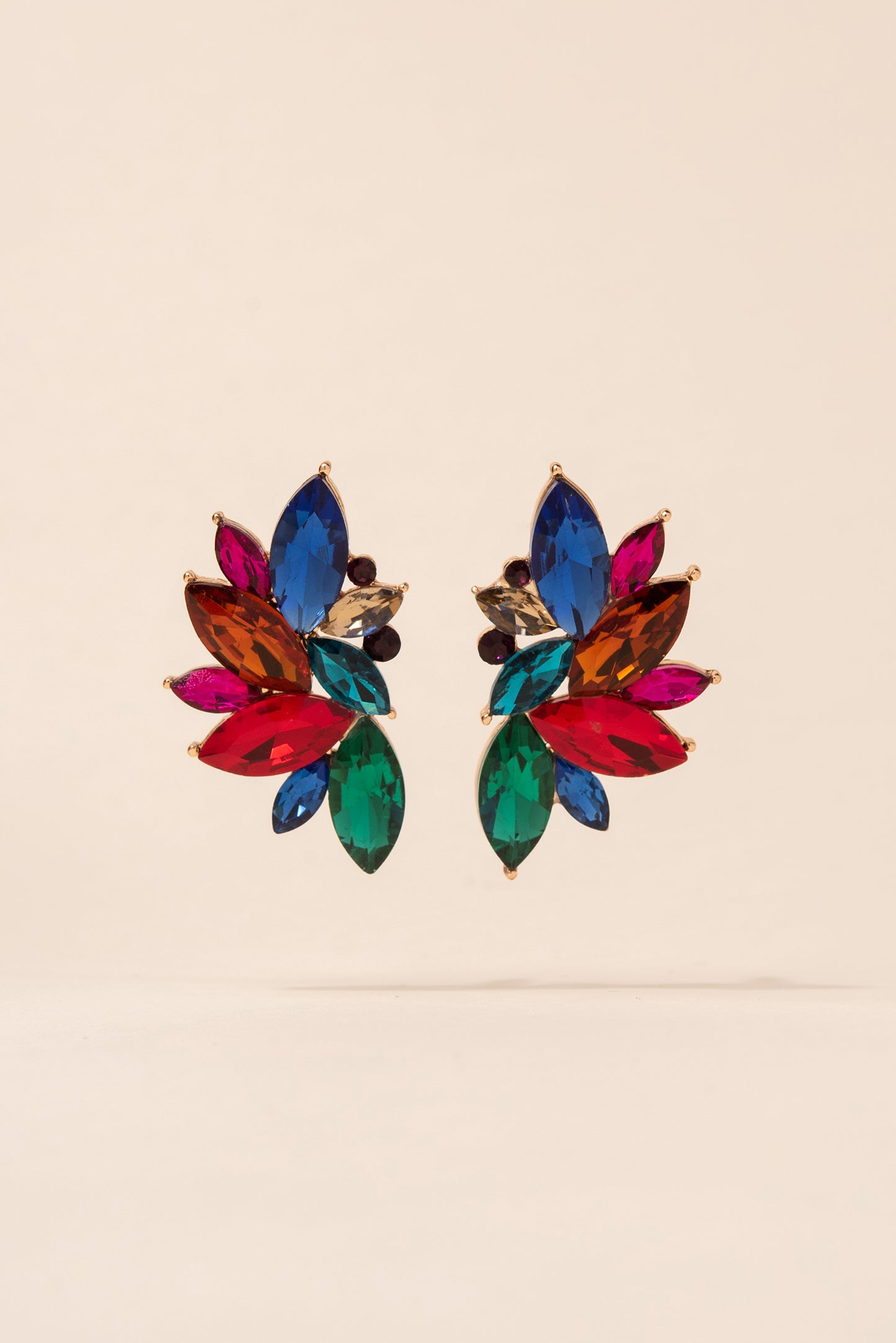 Crescent Rhinestone Cluster Earrings