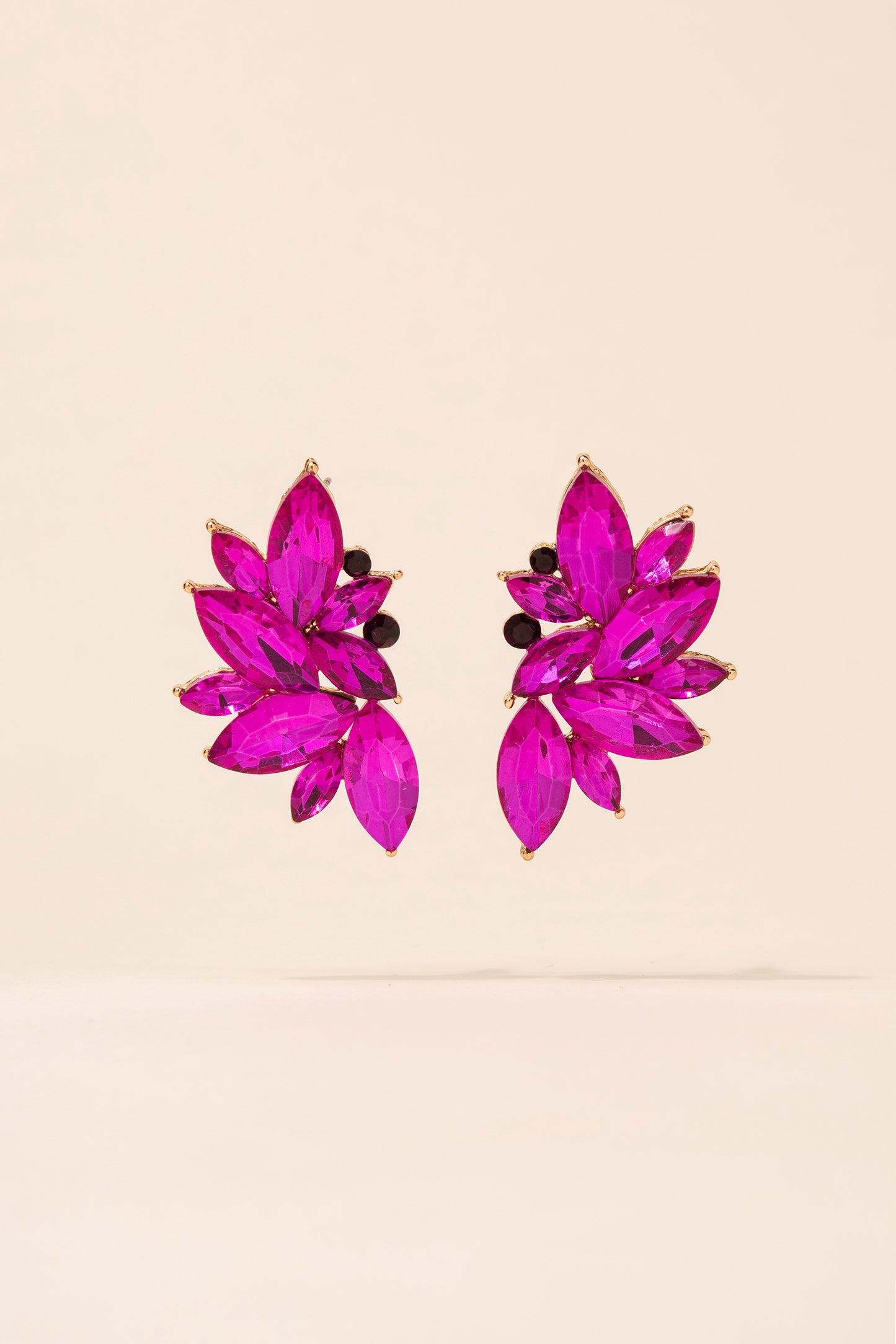 Crescent Rhinestone Cluster Earrings