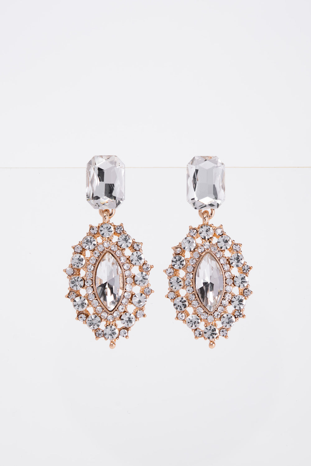 Clementine Two Tier Dangle Earrings | Gold Crystal